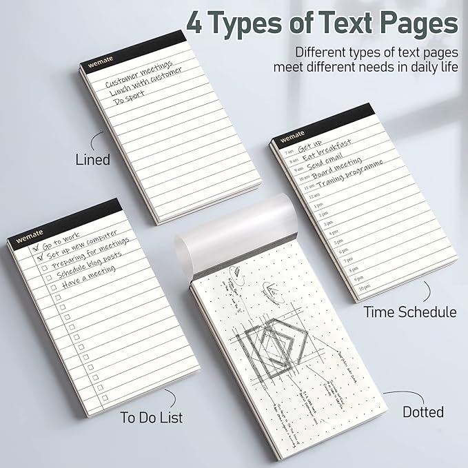 WEMATE 10 Pieces Small Notepad Holder Set Pocket Notebook - Included Mini Pocket Notepad Holder Set with 8 Memo Book Refills and Metal Pen for Meetings, Daily Records, and Notes 3 x 5 Inch (Black)