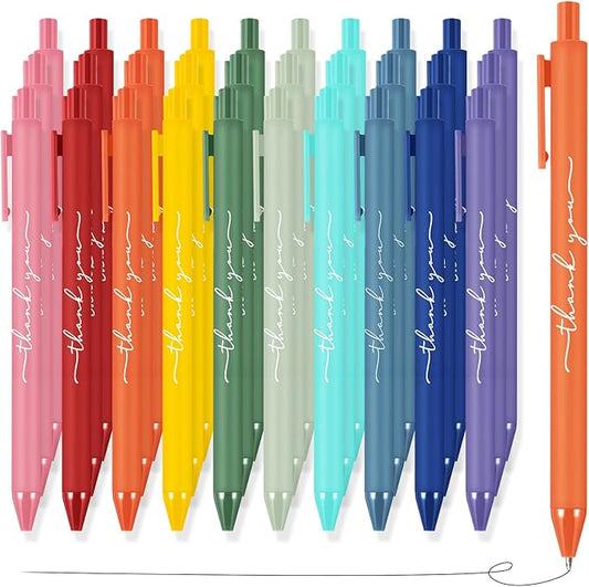 30pcs Thank You Pens Bulk Cute Multicolor Ballpoint Pen for Men Women Server Accessories Employee Holiday Appreciation Gifts for Teacher Office Back to School Party Favor (Rainbow)