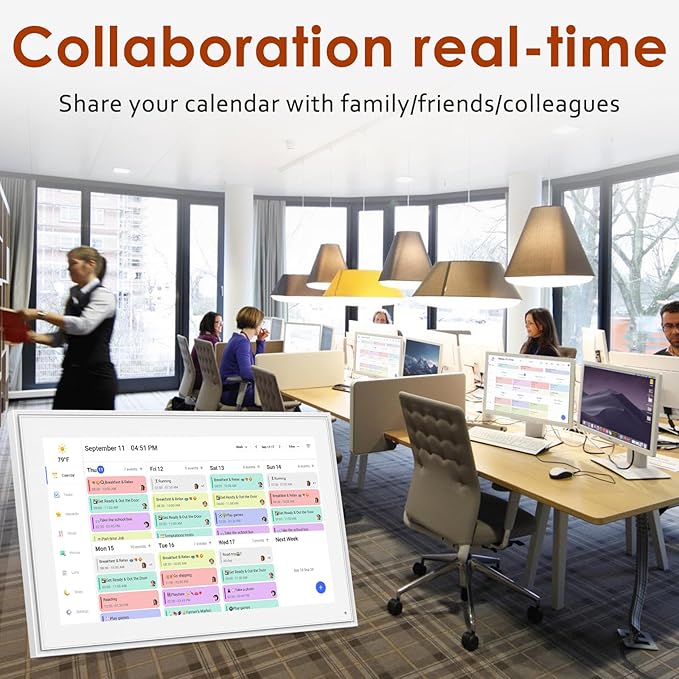 Digital Calendar 15.6 Inch, Electronic Calendar Chore Family Schedules, Smart Weekly and Monthly Planner, 1920 * 1080P IPS Touchscreen Interactive Display - Wall Mount White