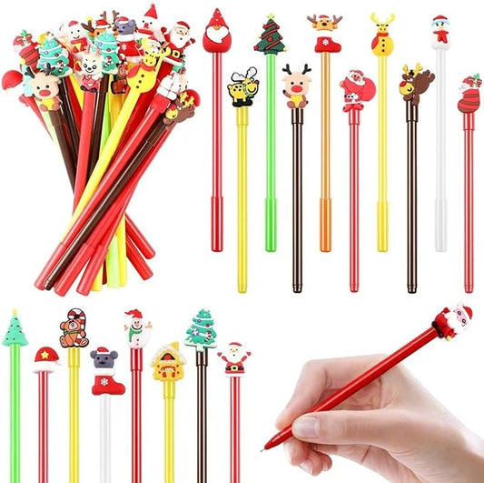 SANNIX 20 Pcs Christmas Pens Bulk Cartoon Gel Ink RollerBall Pen for Kids Christmas Gift School Home Supplies Xmas Party Favor Gift Bags Filler