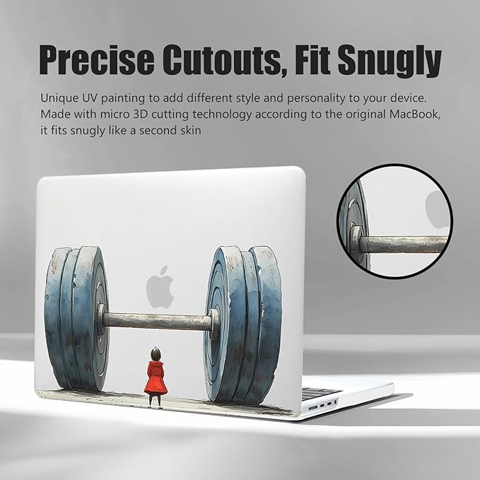 DTangLsm Compatible for MacBook Air 13 inch Case 2025 2024 2023 2022 M4 M3 M2 A3240 A3113 A2681, Smooth Plastic Hard Shell Protective Cover for MacBook Air 13.6 Laptop Case+Keyboard Cover, Big Barbell