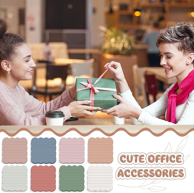 Eaasty 8 Pack Scalloped Sticky Notes Bulk Christmas Cute Self Sticky Note Pads Multi Color Bright Vintage Note Pads or School Office Supplies 240 Sheet(3" X 3",Lined Vintage Color)