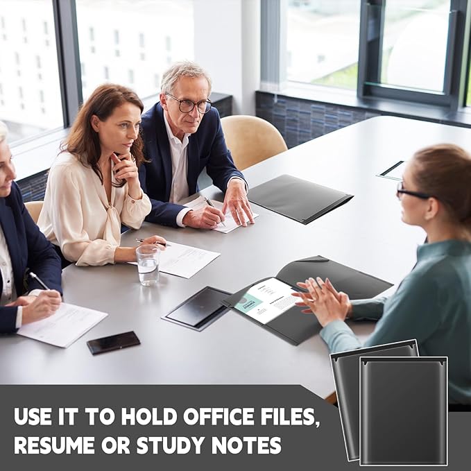 Henoyso 200 Pcs Plastic Folders with Clear Front Pockets Bulk Heavy Duty File Folders with 2 Pockets and Card Slot for Student Teacher Back to School Supplies Office Presentation (Black)