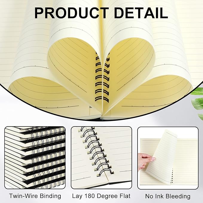 Yahenda 200 Pcs Spiral Notebook Bulk A5 Journal Lined 8.3'' x 5.5'' Writing Composition Paper Small Notepad Subject Notebook for Students Office Business Back to School Supplies (Black)