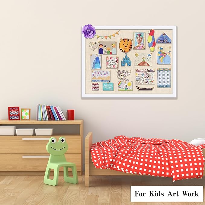 2 Pack Large Bulletin Board, 23 "x17 White Cork Boards for Walls with Frame, Pin Display Board Vision Board for Home School Office Decor