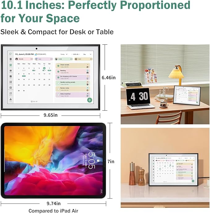 10.1" WiFi Smart Digital Calendar Two - Way Sync with Phones,Chore Charts,Achievement Rewards,AI Meal Planning,Smart Touchscreen Interactive Display for Family Schedules and Cloud Photo