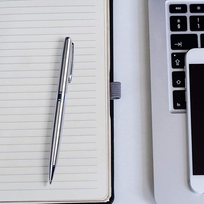 Cambond Ballpoint Pens Metal Pen - Silver Pens Black Ink for Gift Business Men Police Flight Attendant 1.0 mm Medium Point Office Pen, 3 Pens with 3 Refills (Silver)