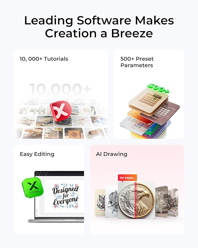 xTool S1 20W Laser Cutter and Laser Engraver for Tumblers, 23.93" x 15.16" Bed Size, 600mm/s Speed, Laser Engraving Machine, Laser Engraver for Wood and Metal, Acrylic, Big Project - Rotary Bundle