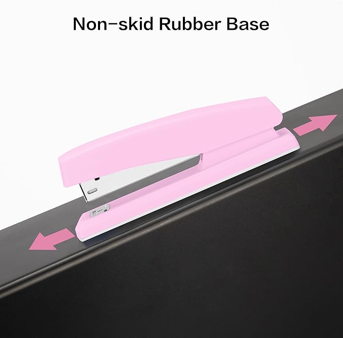 Deli Stapler, Desktop Stapler, 2 Pack, Office Staplers, 25 Sheet Capacity, Includes 2000 Staples and 2 Staple Removers, 2 Pack, Pink