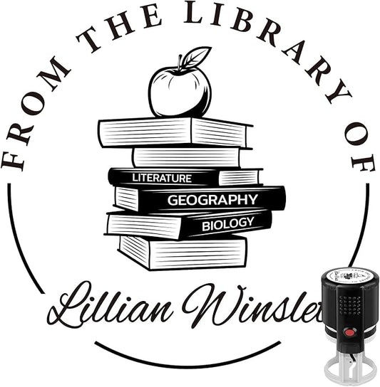 Custom Self-Inking Stamps | Personalized Book Stamp Gift for Book Lovers | 5 Ink Colors (Style03)