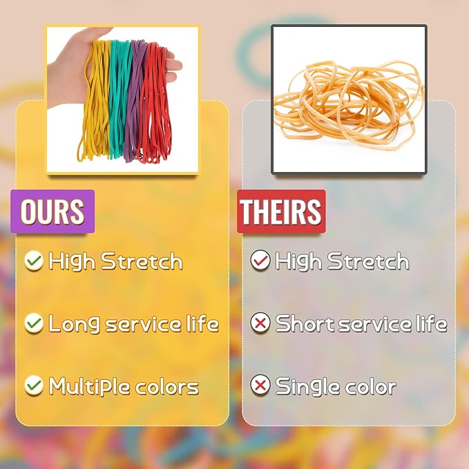 Patelai 480 Pieces Large Rubber Bands Elastic Big Thick Rubber Bands for Office Home Trash Can File Folders Box Packing Supplies(Vintage Color)