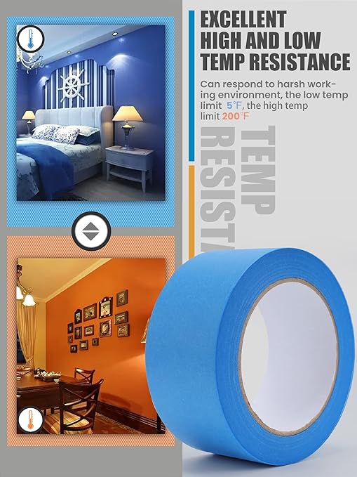 Lichamp Blue Painters Tape Bulk, 6 Pack 1.9 inch Wide by 55 Yards Paper Tape, Blue Tapes for Crafts Arts