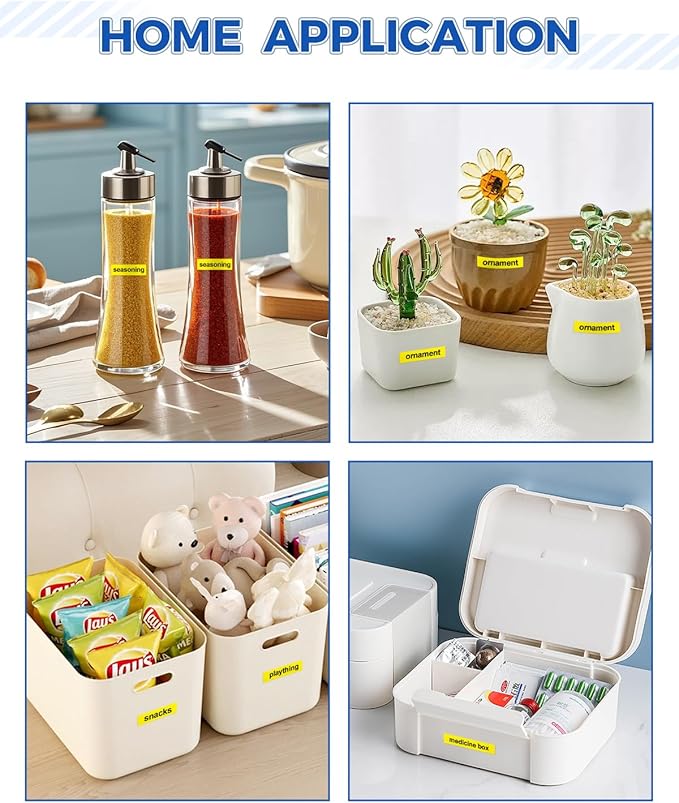 Tze631 12mm 0.47" Laminated Yellow Tape Compatible for Brother Tze-631 Tz-631 P Touch Tz Tze Label Tape 12mm 1/2" Black on Yellow for PTD210 PTD220 PTD400 PTD600 PTD610BT Label Maker, 4-Pack