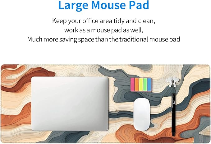 Large Topographical Mouse Pad 31.5 x 12 Inch with Anti-Fray Stitching, Non-Slip Rubber Base, Ideal for Gaming & Office Use