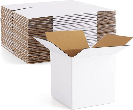 Eupako 5x5x5" Cardboard Box Mailers 25 Pack White Cube Corrugated Small Shipping Boxes for Mailing