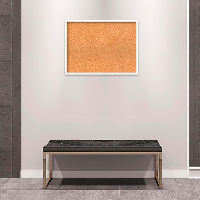 Amanti Art Natural Cork Board for Wall, 23x31 Vision Board with White Frame, Large Corkboard Office Decor for Home Organization, Modern Corkboard Pinboard to Display Items for Home Organization in