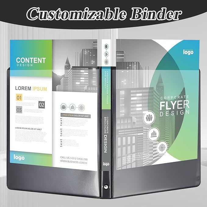 0.5-inch Round Ring Binder, Durable 1/2'' 3 Ring Binder Fit Letter Size Paper, Presentation View Binders, Black,12-Pack