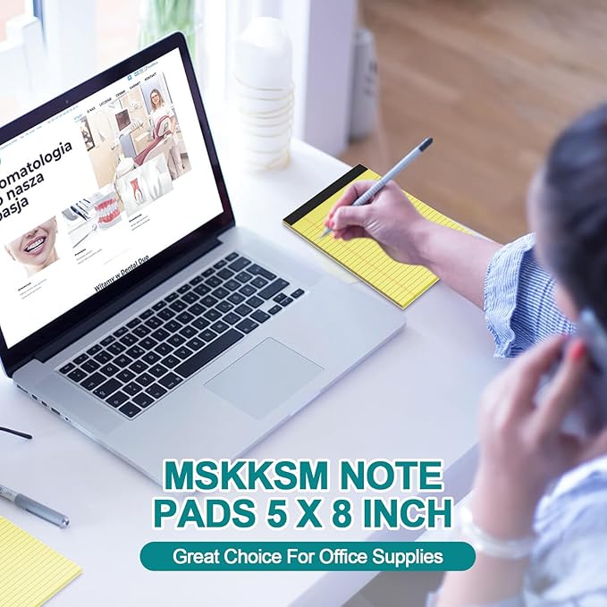 Note Pads 5x8, 4 Pack Small Legal Pads 5x8 Yellow Pad, College Ruled Legal Notepads, Lined Pads of Paper 5x8 Yellow Paper Writing Pads, 30 Sheets Per Notepad for School, Home, Office, Business