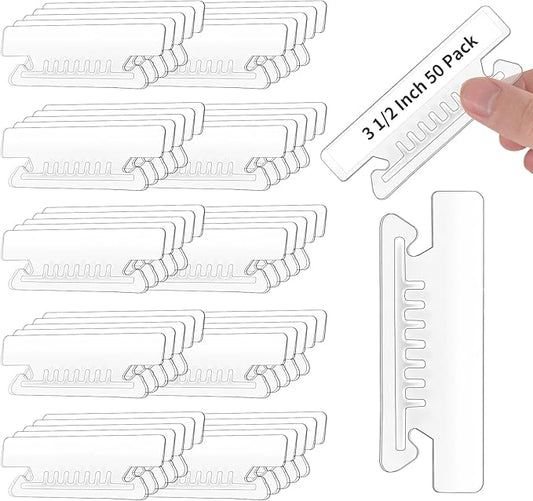 50 Pcs 3 1/2 Inch Hanging File Folder Tabs - Plastic Insertable Tabs for Folders and Inserts - Clear File Organizer for Back to School, Office Room
