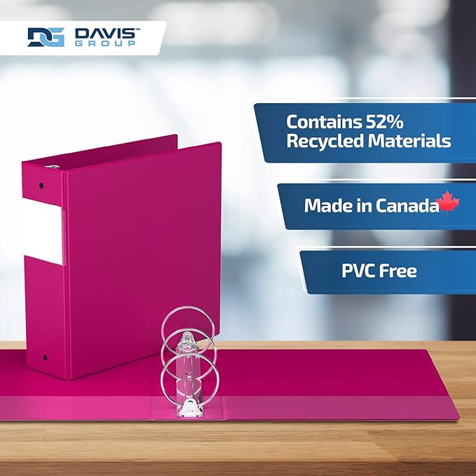 Premium Economy 6-Pack 3-Ring Binders for School or Office, Round-Ring Binders, 3 Inch, Pink