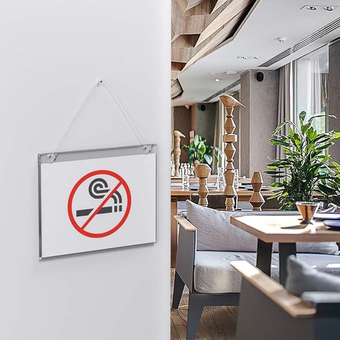 HIIMIEI Acrylic Wall Mount Sign Holder 8.5 x 11 Horizontal 12 Pack, Clear Paper Document Holder, Wall Mount Ad Frame with 3m Tape Adhesives & Screws for Office, Home, Store, Restaurant