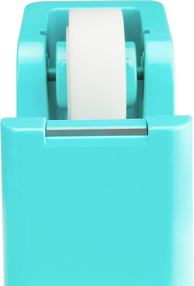 ABEL SimpleWork Desktop Tape Dispenser, Aqua, 1 in Core, Non-Skid Weighted Base, Tape Cutter for Office, Home, School, and Crafts