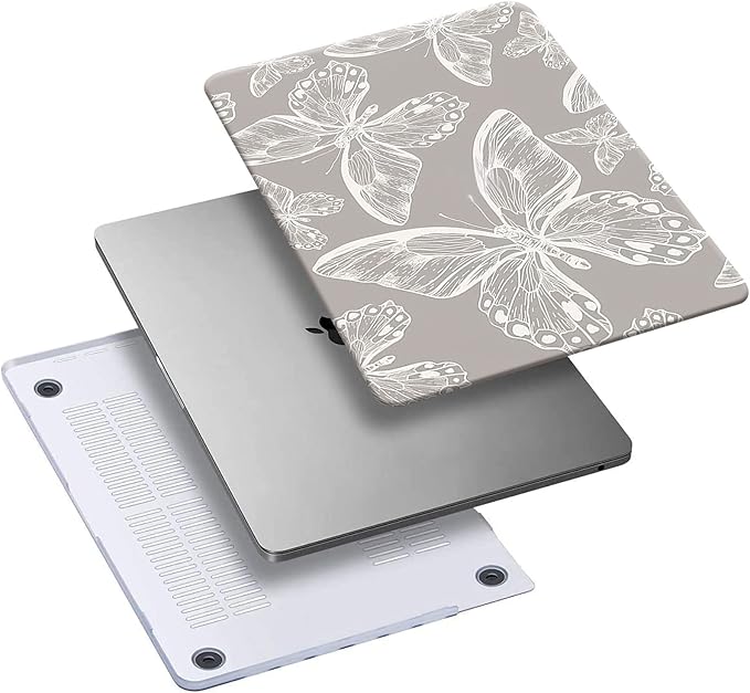 KEROM Compatible with MacBook Air 13 inch Case 2021 2020 2019 2018 Release M1 A2337 A2179 A1932, Protective Plastic Hard Shell Case & Keyboard Cover, Has Logo Cutout, Butterfly