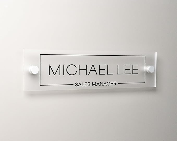 Name Plate For Wall or Door - Name Sign For Office (Frosted Acrylic)