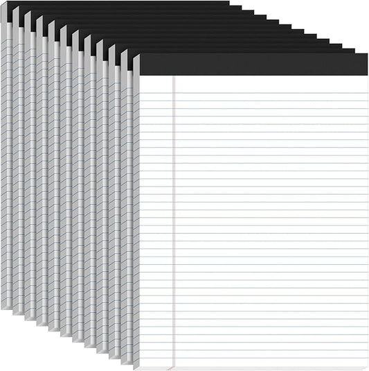 12 Pack White Legal Pads 8.5 x 11 College Ruled, 30 Sheets Per Note Pads 8.5 x 11, Perforated White Lined Paper Pads 8.5 x 11, Writing Pads with Sturdy Backing, Legal Notepads for School, Office, Home