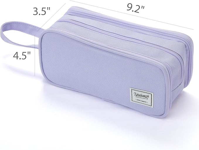 Pencil Case Pouch Box Bag School Supplies Girls Boys Kids, Cute Preppy Stuff Big Capacity Aesthetic Pen Organizer, Back to College Stationary, Purple, Extra Large Style, 2300ml