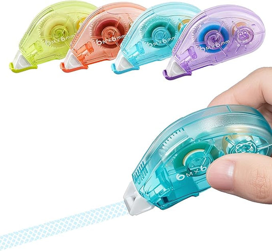 Double Sided Tape Roller, 4 Pack 19.69Ft (6M) Glue Tape for Crafts, Scrapbooking, Journaling, Office & School, Scrapbook Supplies (4)