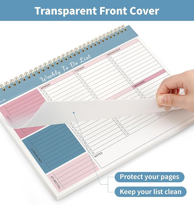 Weekly To Do List Notepad, 52 Undated Sheets （8.5"×11") Duplex-printed Weekly Planner Notepad For Work Home School Office Desk Accessories Supplies & Goal Setting Tasks - Blue