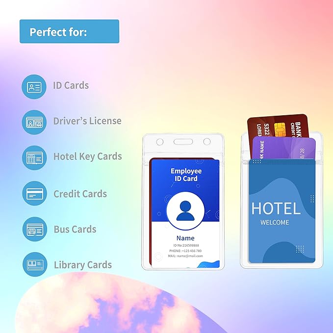 RexID ID Badge Holder with Clip Badge Reels Clear Plastic Name Tag Badge ID Card Name Tags (25 Pcs (Vertical), Blue)