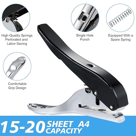 5MM Single Hole Punch - Heavy Duty Paper Puncher for Tags, Cards, Plastic, Cardboard - Portable Hand Held