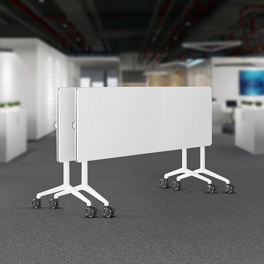 Folding Conference Room Tables 6 Pack, Foldable Modern Mobile Meeting Table Desk Training Table 6FT Large Rolling OfficeTable for Conference Training Classroom (2, 63" * 23.6" * 29.5")