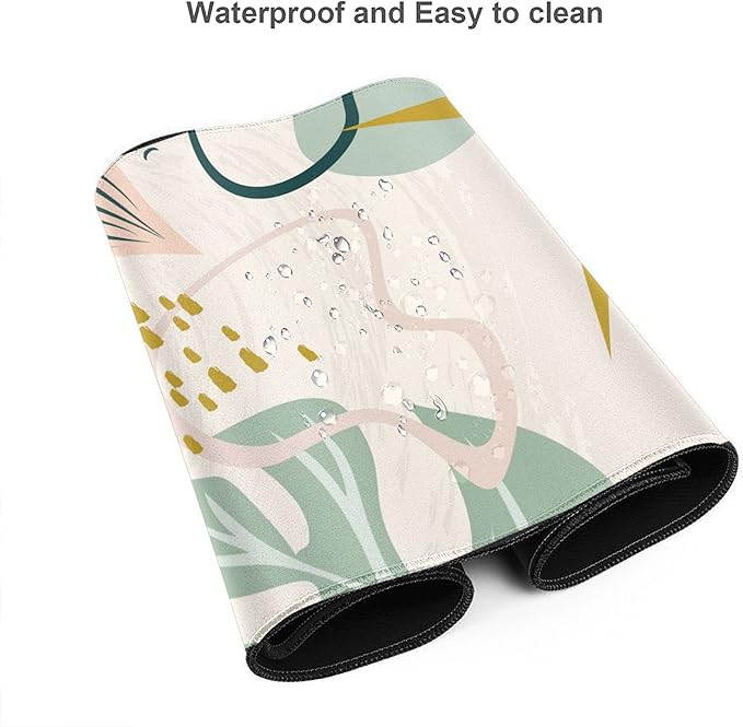 Desk Mat,Tropical Leaves Summer Plants Extended Gaming Mouse Pad for Office Work & Game,Computer Keyboard Mouse Mat Desk Non-Slip Rubber Base Large Mousepad with Stitched Edges, 31.5x15.7inch