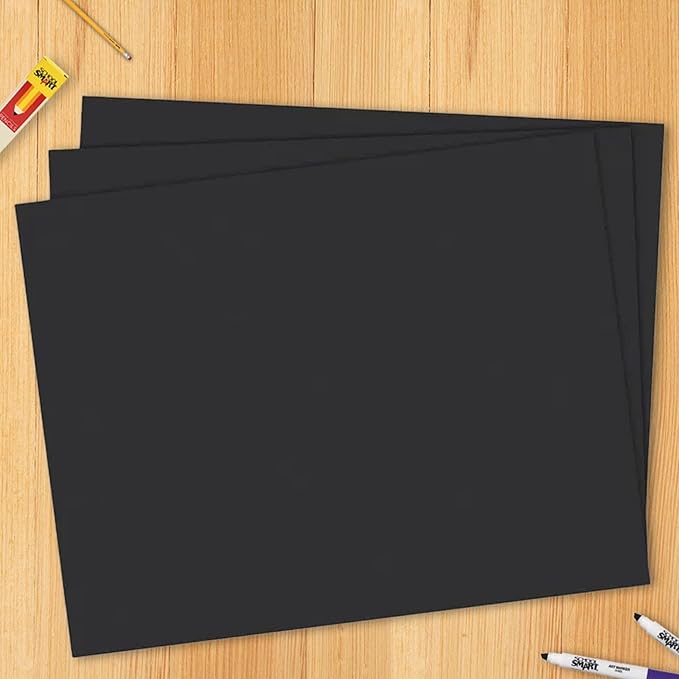 School Smart Railroad Poster Board Paper, 22 x 28 Inches, 6-Ply, Black, Pack of 25