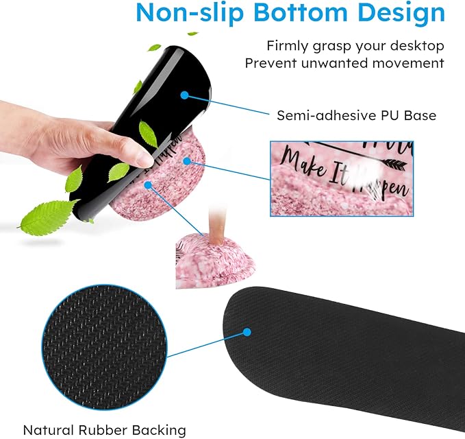 iCasso Mouse Pad,Large Pink Desk Mat Set, 4in1 XXL Mousepad + Keyboard Wrist Rest+Mouse Wrist Rest+Coaster with Ergonomic Desk Pad for Home Office Table Computer Cover -Pink Stay Positive