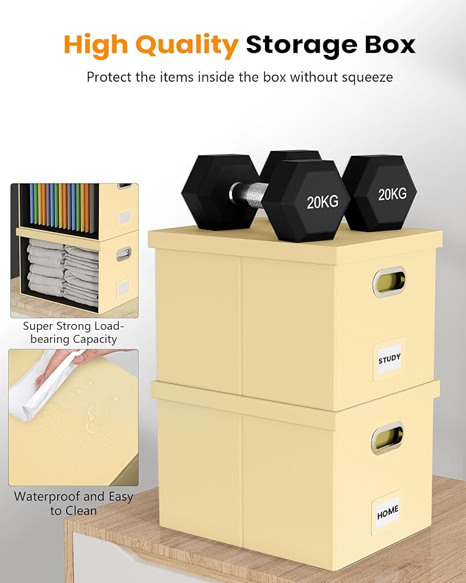 Oterri Storage File Box(New) (Cream-yellow(Leather), 1 pack), AM03118