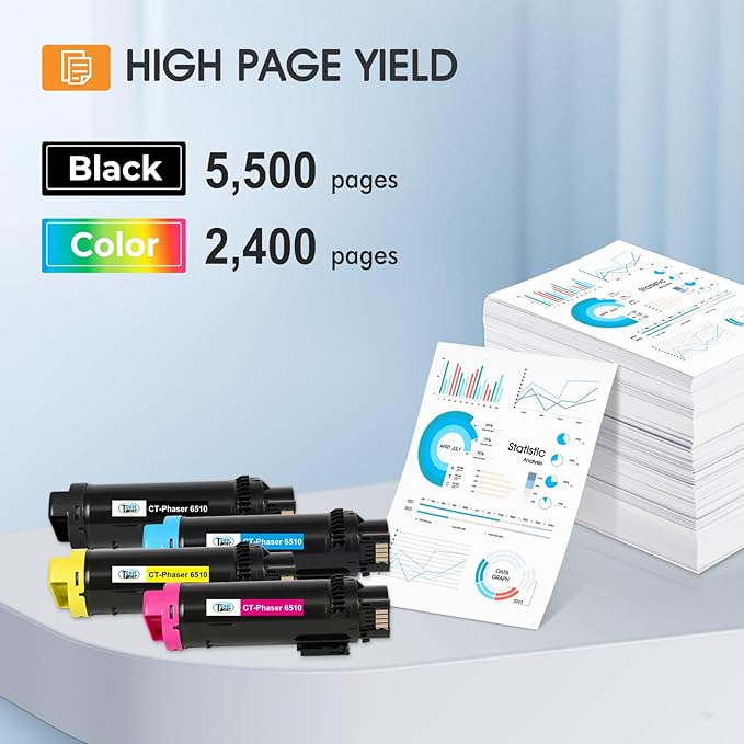 Phaser 6510 Toner Cartridge Compatible for Xerox Phaser 6510 for 6515 6510DNI 6510DN 6510N 6510DNM WorkCentre 6515DNI 6515DN 6515DNM 6515N Printer Extra High Capacity 4 Color Set