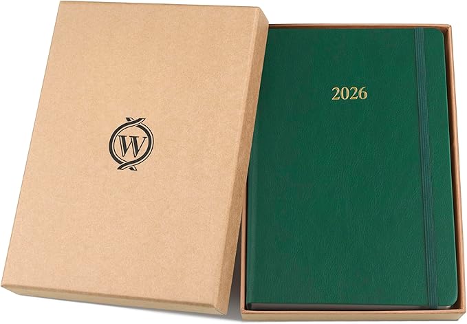 Wykeham's Executive 2026 Daily Journal Planner – US Public Holidays & Format – Customization Available (Racing Green, 8.5”×5.5”)