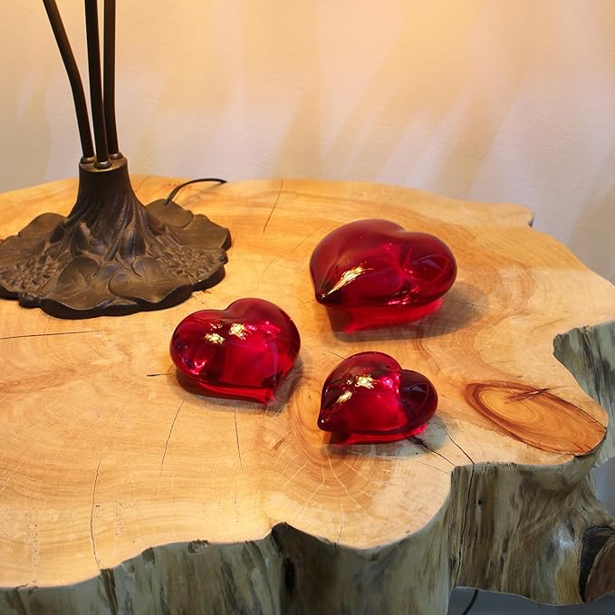 Ca D Oro Medium Red Heart Glass Paperweight Hand Blown Murano-Style Art Glass