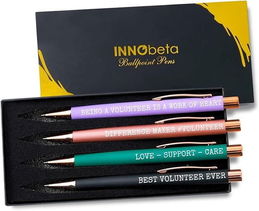 InnoBeta Volunteer Appreciation Gifts, Ballpoint Pen Set of 4, Gift Ideas for on Birthday, Christmas, Thanksgiving Day