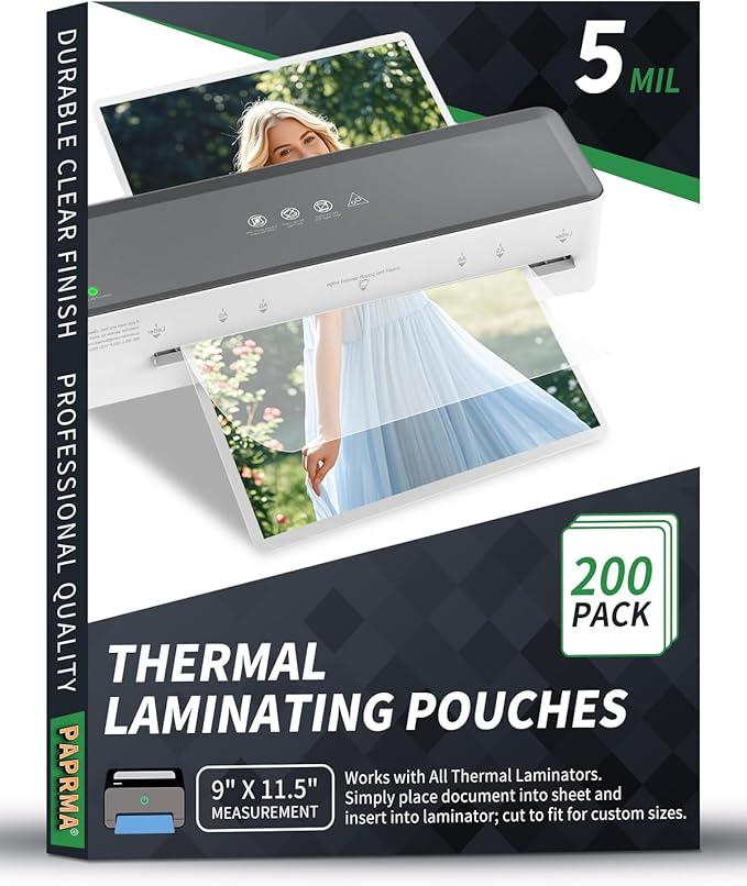 5 Mil Thermal Laminating Sheets 200 Packs, 9” x 11.5” Clear Laminating Pouches Holds 8.5 x 11 Inch Sheet Lamination Plastic Paper for Laminator, School Office Supplies Laminate