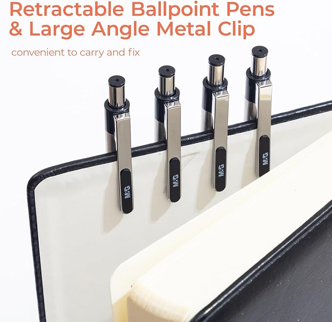 M&G Ballpoint Pens, Black Ink Pens Medium Point 0.7mm, Retractable Ballpoint Pens Bulk Long Lasting Smooth Writing with Anti-Slip Grip for Journaling Office Supplies School Women Men (12 Pack)