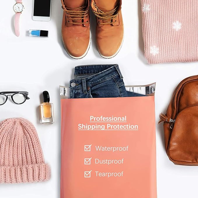 Metronic Poly Mailers 10x13 300 Pcs, Strong Adhensive Shipping Bags for Clothing, Medium Mailing Bags for Small Business, Shipping Envelopes, Tear-resistant Packing Bags in Peach Pink