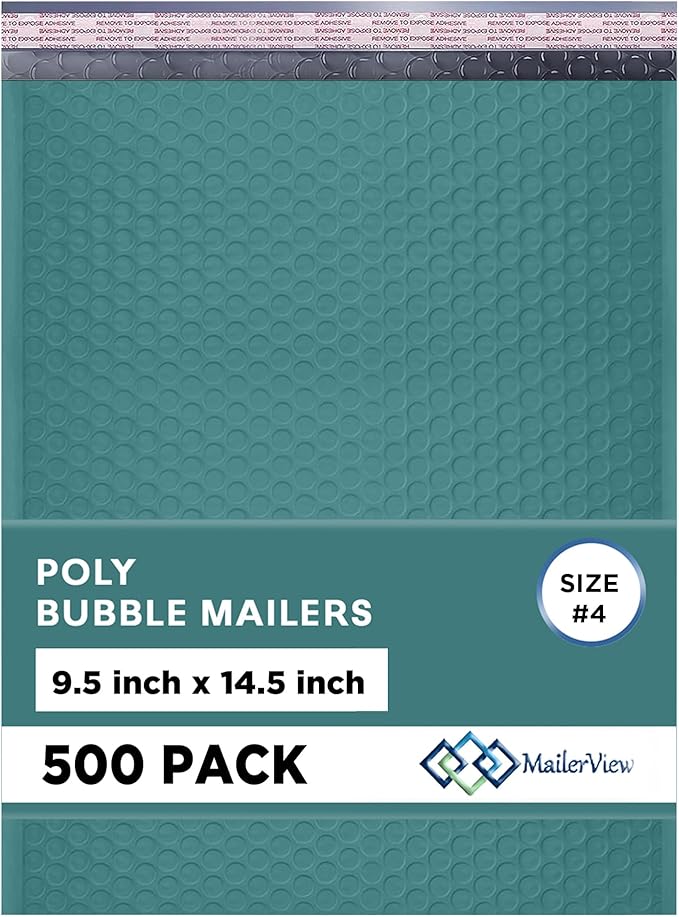 Green Large Poly Bubble Mailers 9.5x14.5 inch #4 | Self Seal Padded Envelopes Cushioned Bubble Mailer | Usable Size 9.5x13.5 | WaterProof | Lightweight mailing Shipping Bags | 200 Pack Bulk