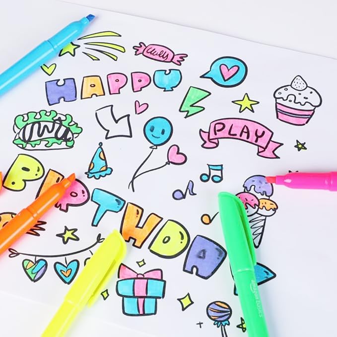 Amazon Basics Highlighters, Fluorescent Ink, Chisel Tip, School Supplies, 24 Pack, Multicolor