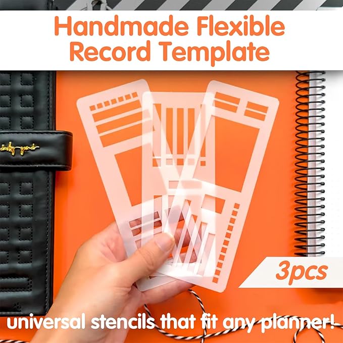 Handmade Flexible Record Template, 3pcs Planner Stencils templates, Reusable Templates Planner Stencils for Journaling Checklists Boxes Lines & Daily
