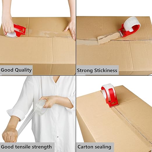 2-Pack No Noise Clear Packing Tape with Dispenser,2.7mil x 1.88" x 55Yds Heavy Duty Noiseless Packing Tape,Clear Packaging Tape for Shipping, Industrial Grade Moving Tape for Boxes COSIMIXO